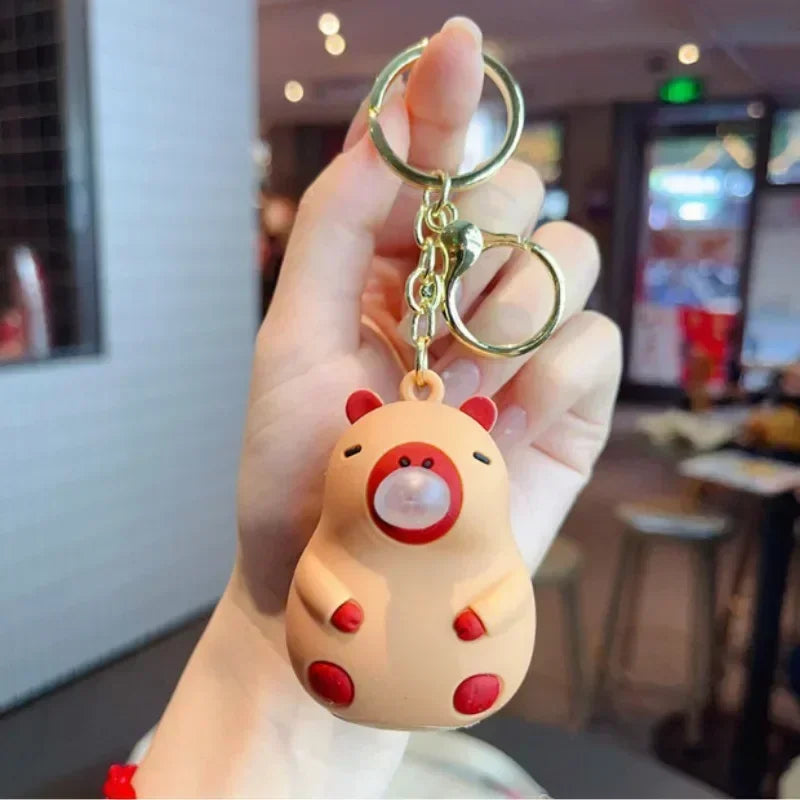 Capybara Bubble Blowing Squeeze Keychain | Music Stress Relief Fidget Charm for Kids & Adults