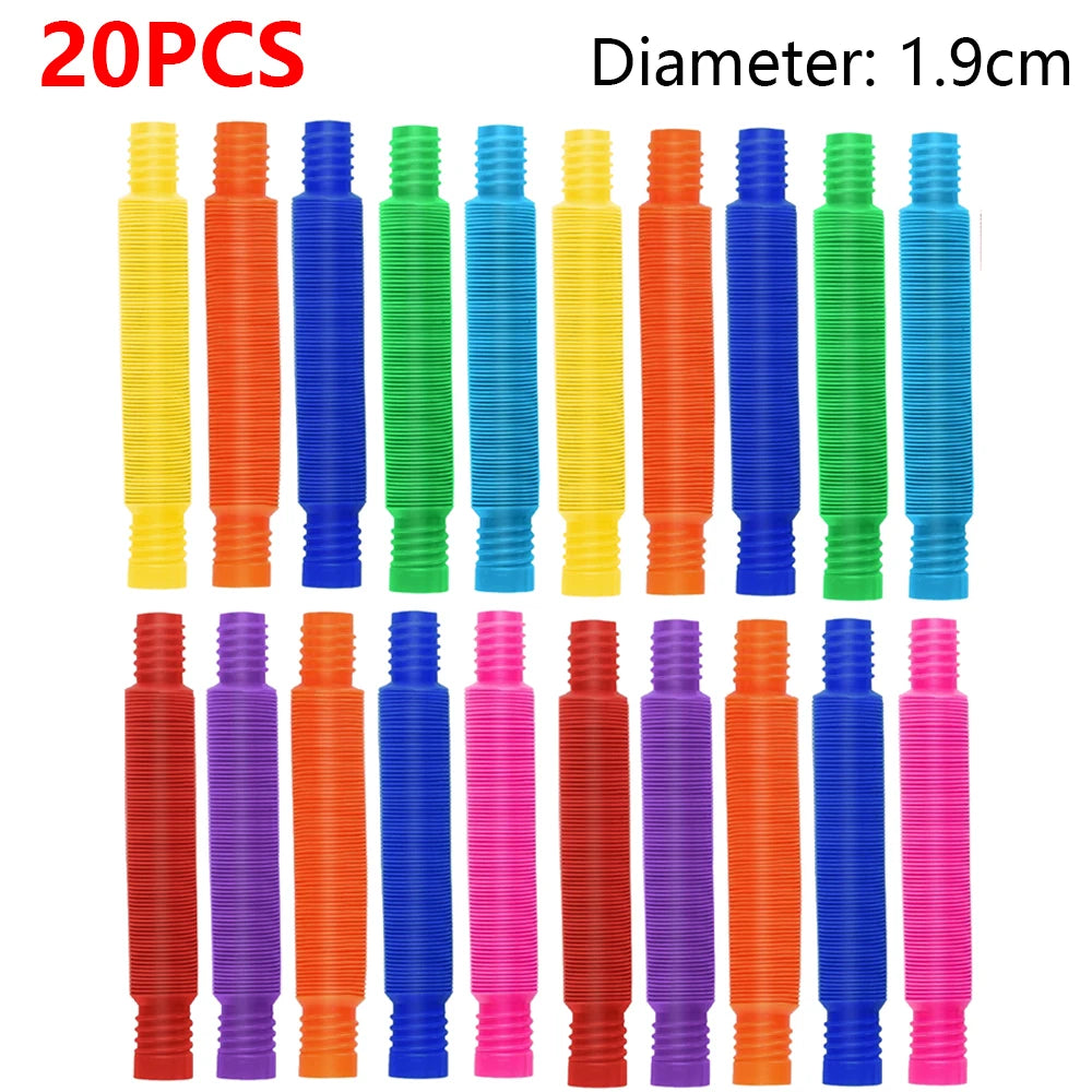 Rainbow Pop Tubes Fidget Toy Set | Stretch & Connect Sensory Tubes for Kids