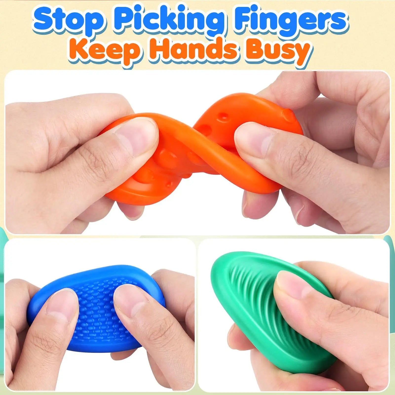 Silicone Sensory Stone Fidget Toys – 6 Pack