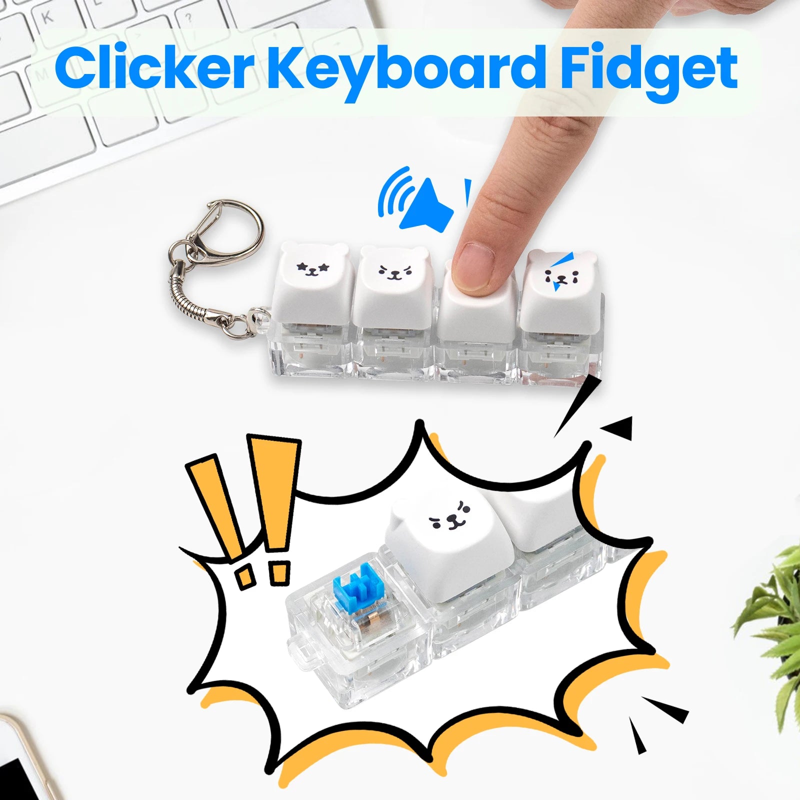 4-Key Keyboard Fidget Clicker Keychain