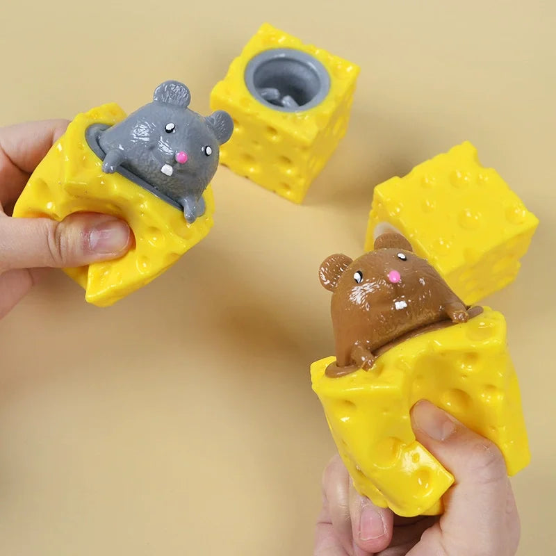 Mouse & Cheese Squishy Stress Ball | Slow Rising Squeeze Fidget Toy for Kids & Adults
