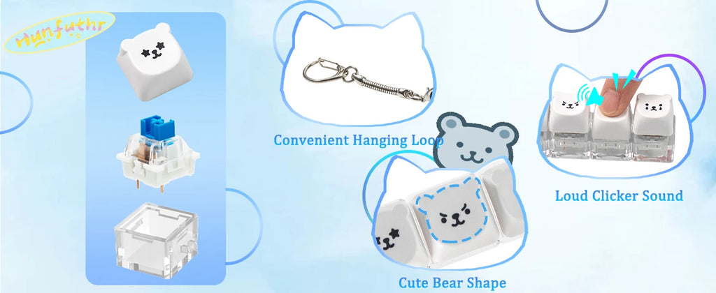 4-Key Keyboard Fidget Clicker Keychain