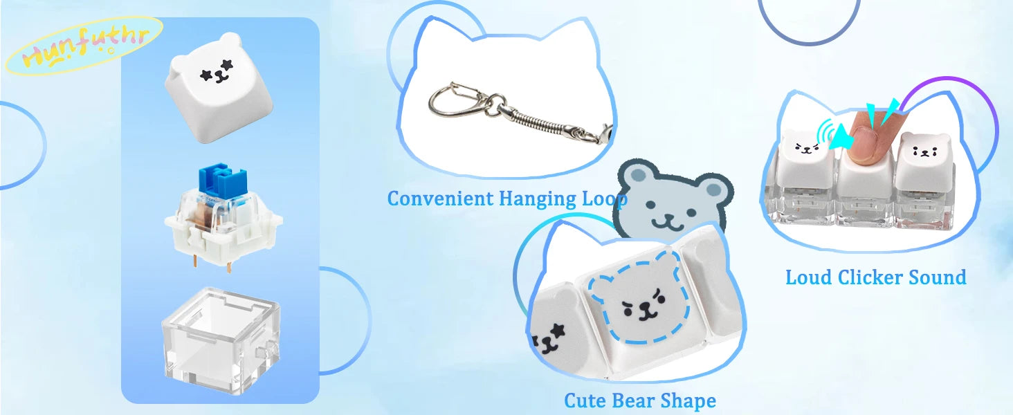 4-Key Keyboard Fidget Clicker Keychain