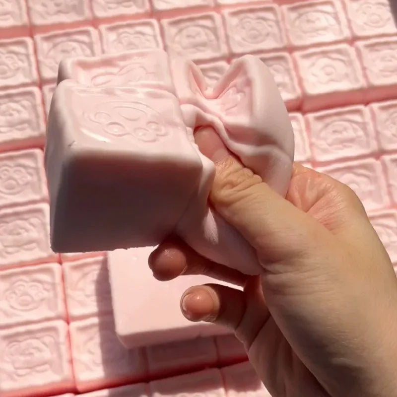Squishy Strawberry Cube Stress Relief Toy | Slow Rising Fidget Squishy