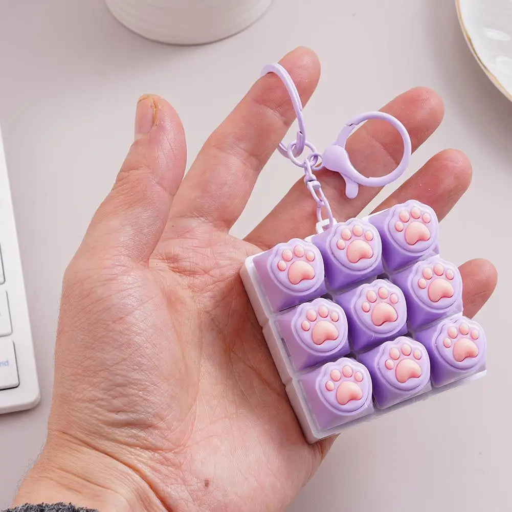 Cat Paw Keycap Fidget Keychain Clicker