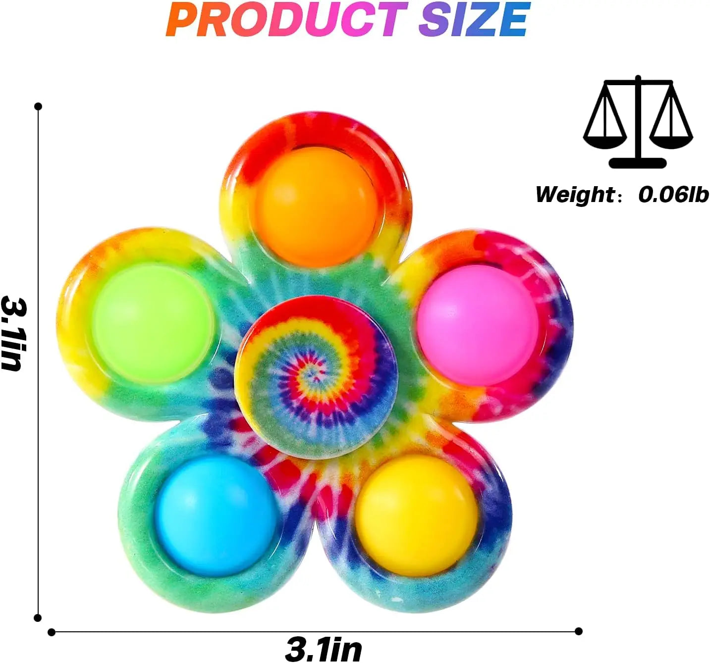Tie-Dye Push Bubble Fidget Spinner | Sensory Pop Hand Spinner for ADHD & Anxiety
