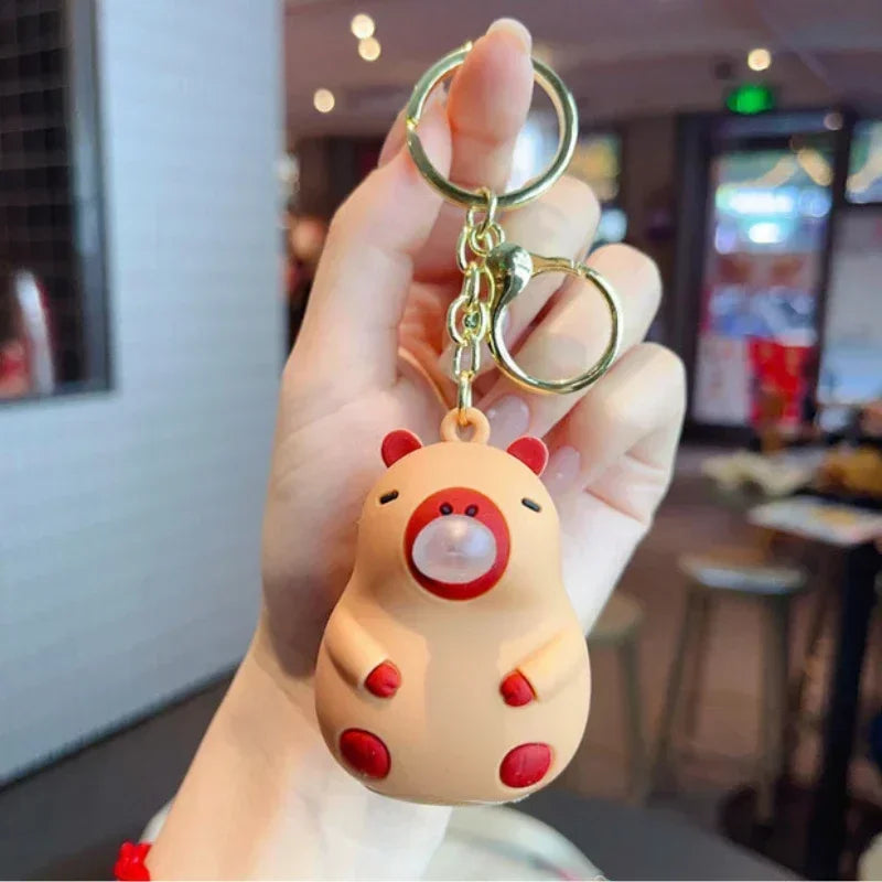 Capybara Bubble Blowing Squeeze Keychain | Music Stress Relief Fidget Charm for Kids & Adults