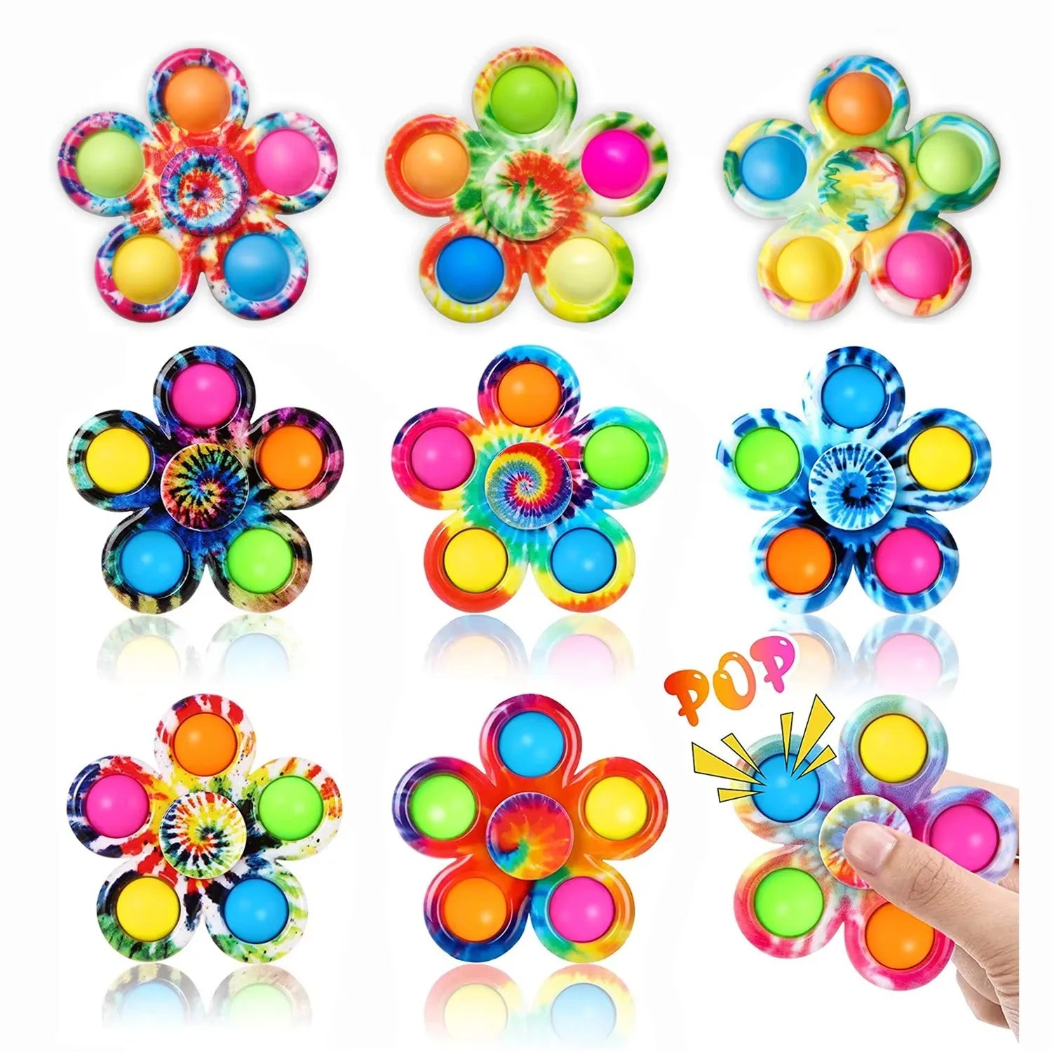 Tie-Dye Push Bubble Fidget Spinner | Sensory Pop Hand Spinner for ADHD & Anxiety