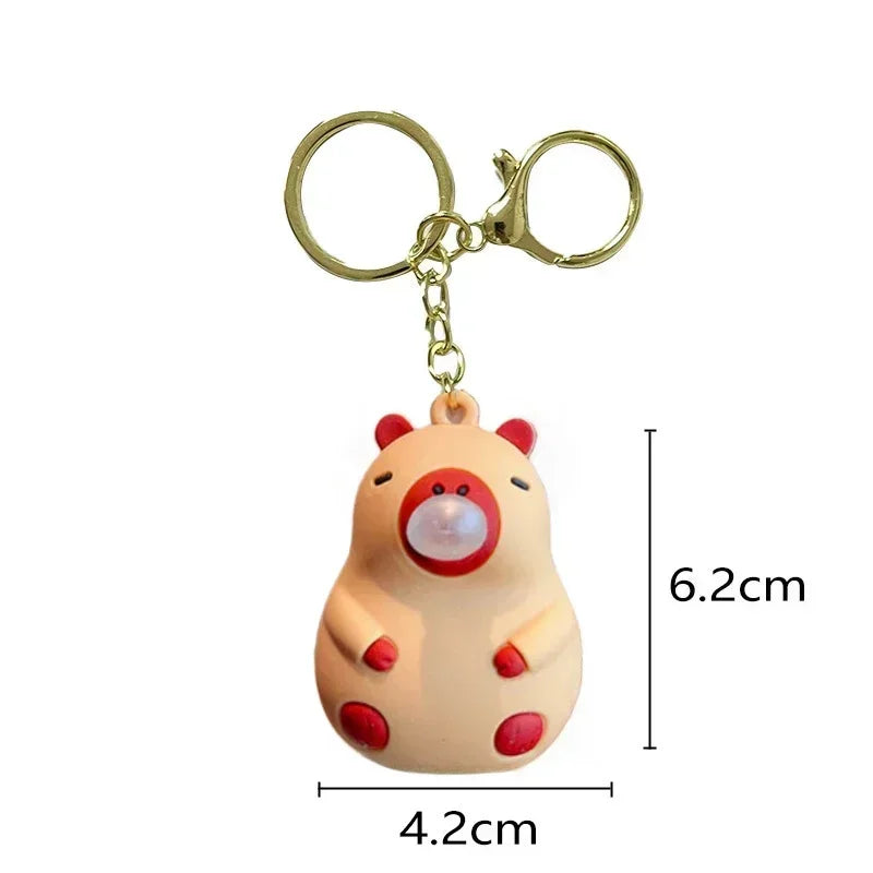 Capybara Bubble Blowing Squeeze Keychain | Music Stress Relief Fidget Charm for Kids & Adults