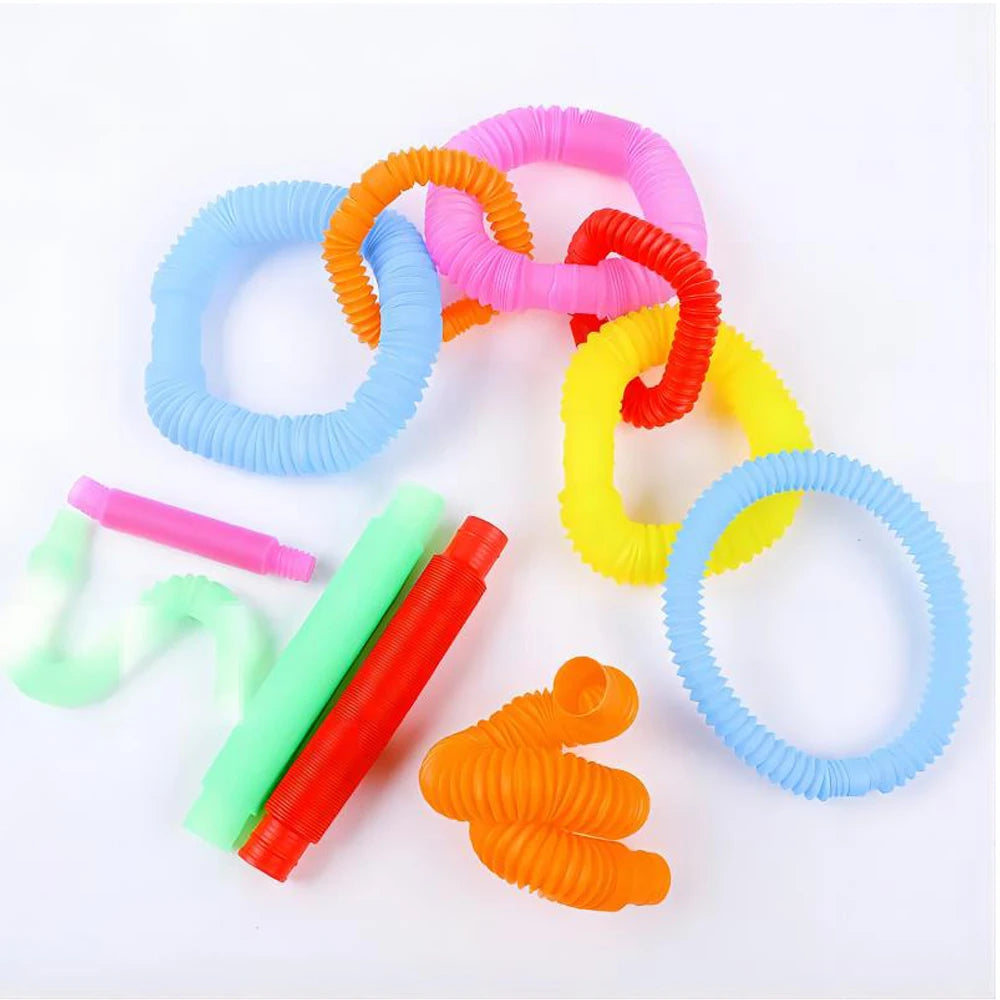 Rainbow Pop Tubes Fidget Toy Set | Stretch & Connect Sensory Tubes for Kids