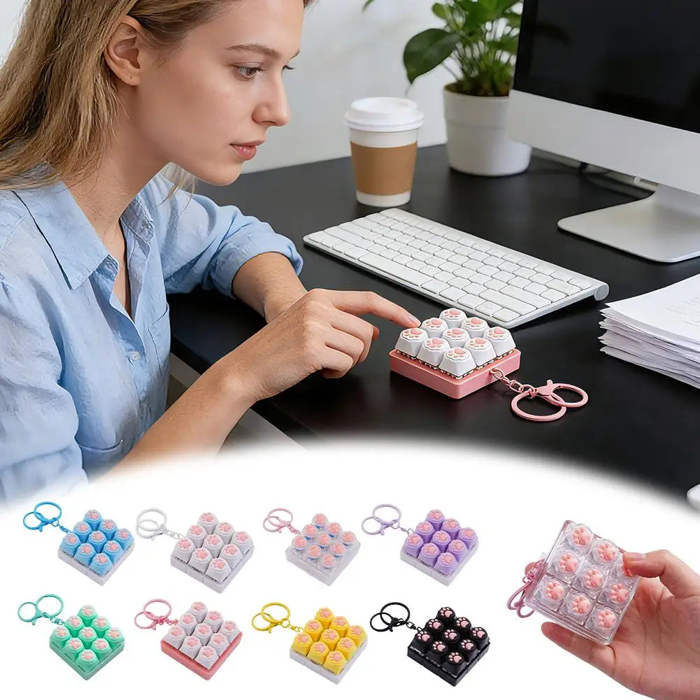 Cat Paw Keycap Fidget Keychain Clicker