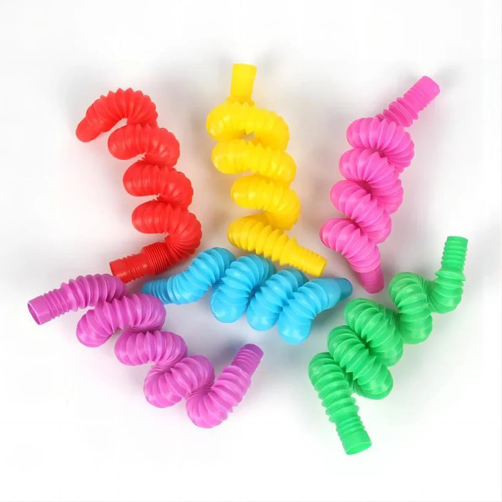 Rainbow Pop Tubes Fidget Toy Set | Stretch & Connect Sensory Tubes for Kids