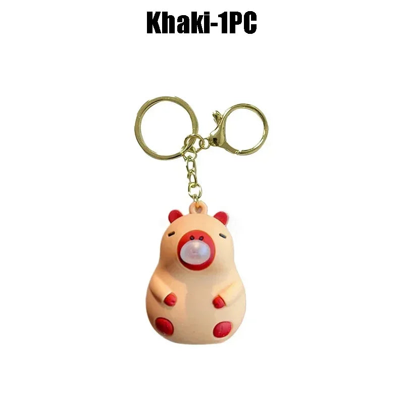 Capybara Bubble Blowing Squeeze Keychain | Music Stress Relief Fidget Charm for Kids & Adults