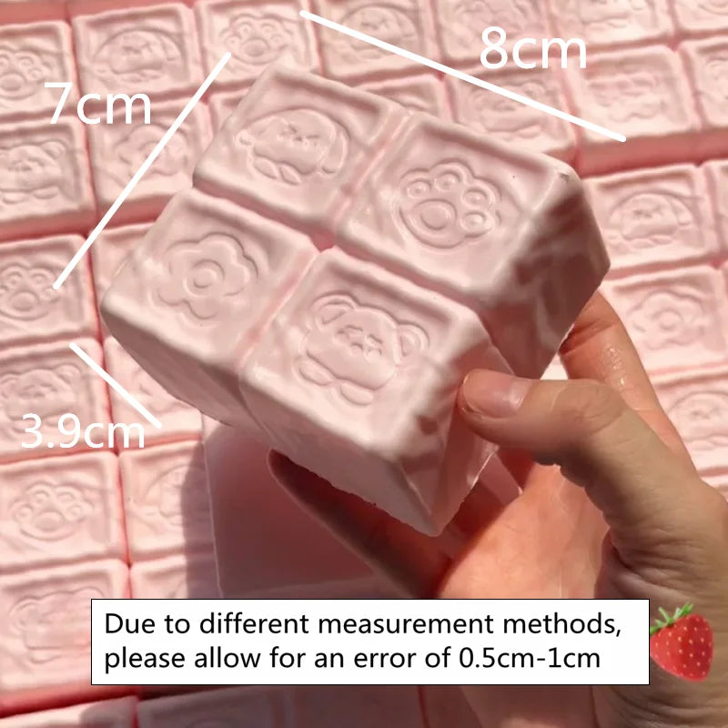Squishy Strawberry Cube Stress Relief Toy | Slow Rising Fidget Squishy