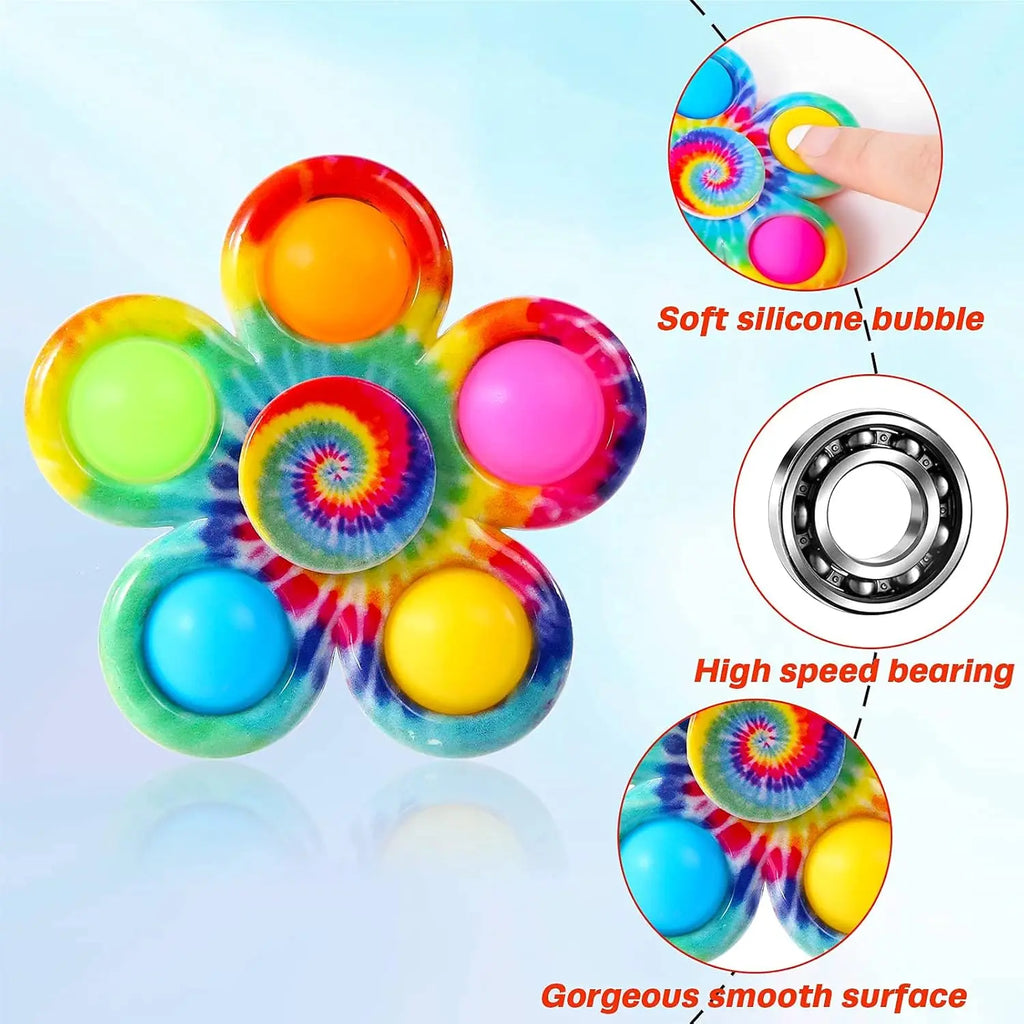 Tie-Dye Push Bubble Fidget Spinner | Sensory Pop Hand Spinner for ADHD & Anxiety