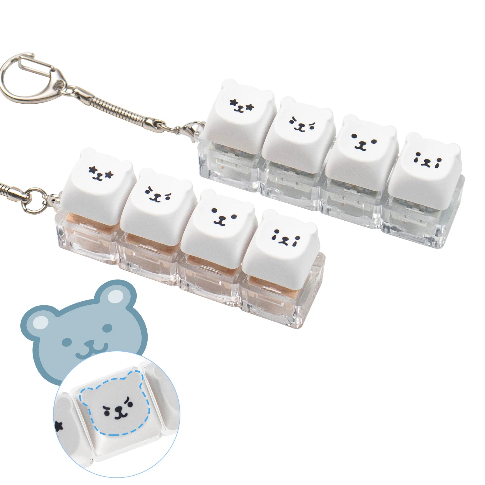 4-Key Keyboard Fidget Clicker Keychain