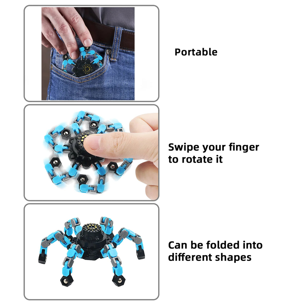 Transformable Chain Fidget Spinner | Sensory Fingertip Gyro for Kids & Adults