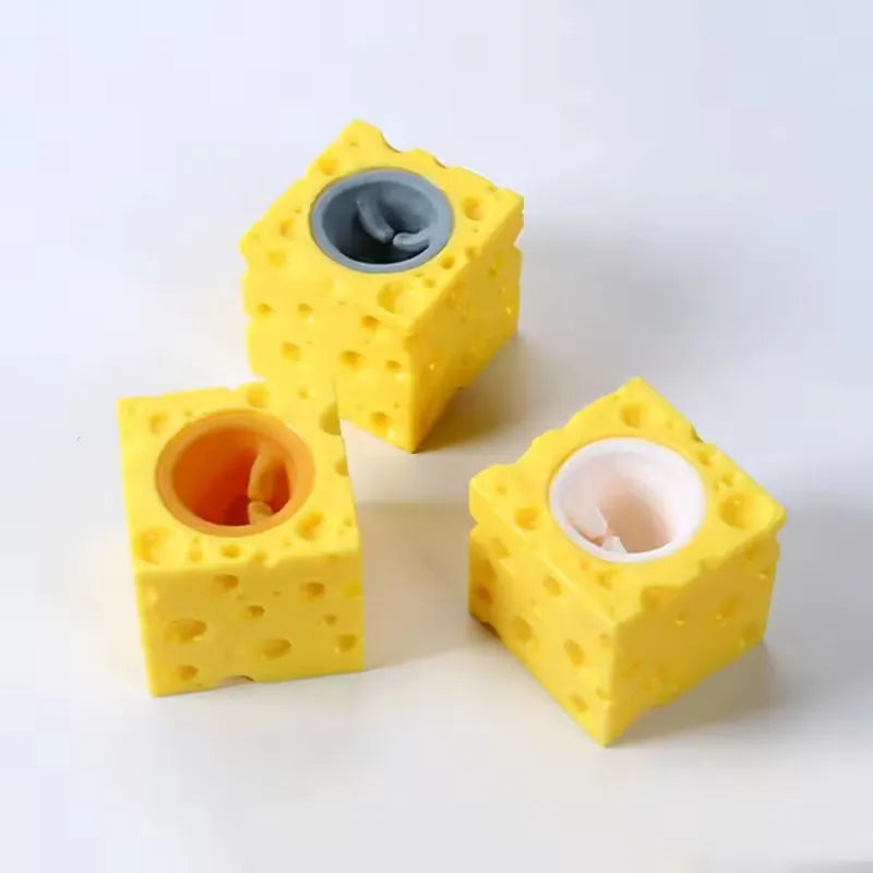 Mouse & Cheese Squishy Stress Ball | Slow Rising Squeeze Fidget Toy for Kids & Adults