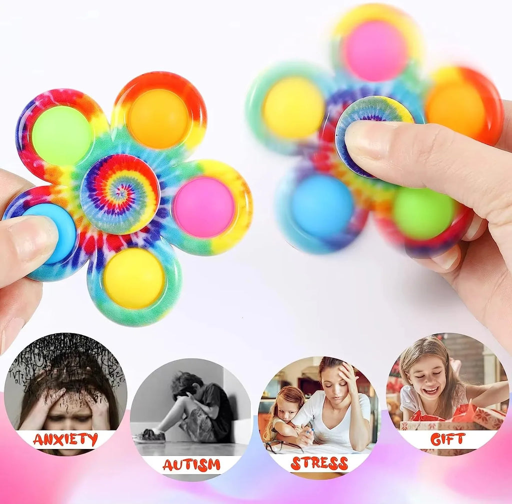 Tie-Dye Push Bubble Fidget Spinner | Sensory Pop Hand Spinner for ADHD & Anxiety