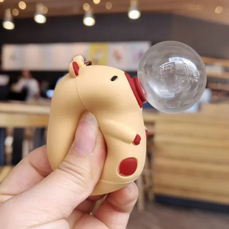 Capybara Bubble Blowing Squeeze Keychain | Music Stress Relief Fidget Charm for Kids & Adults