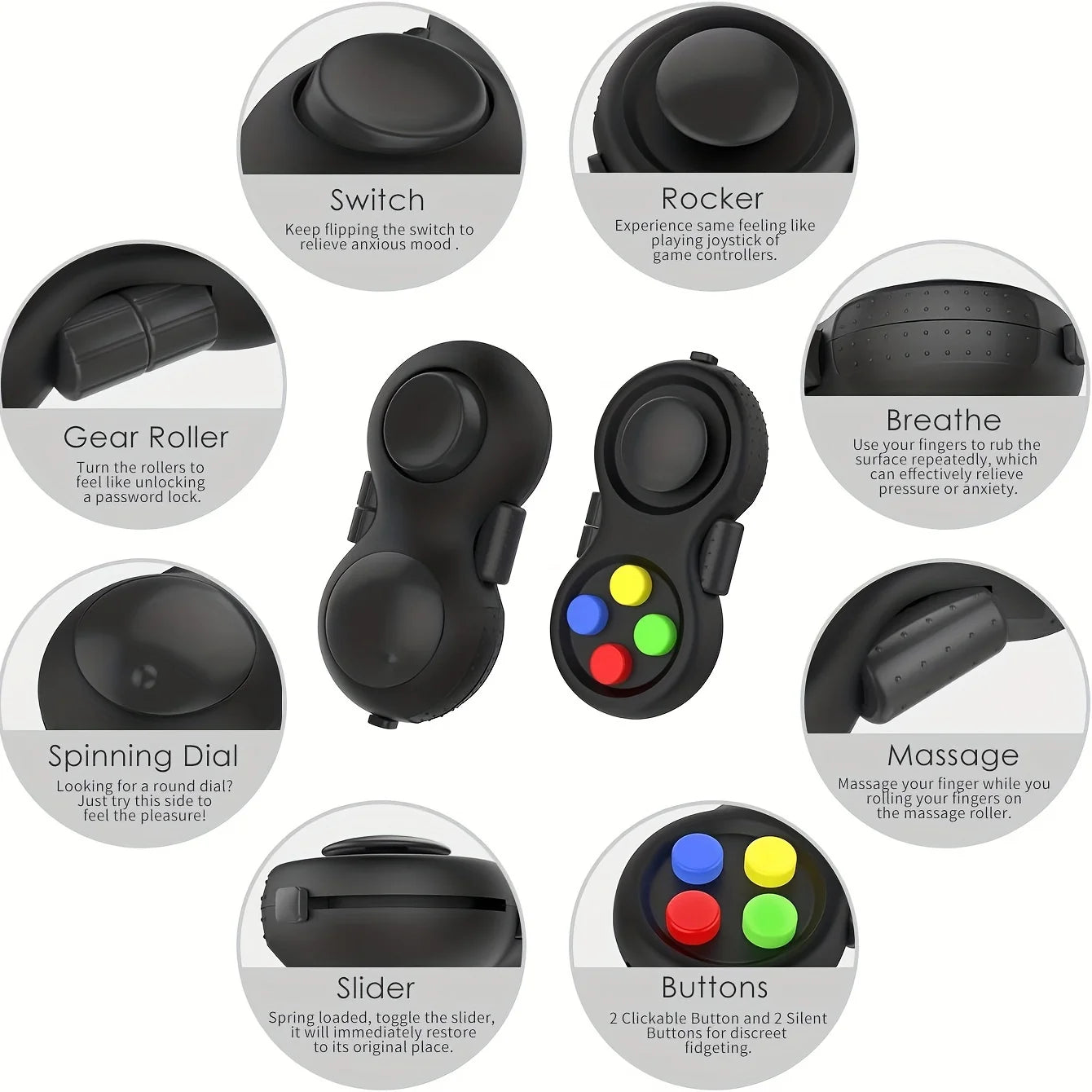 8-in-1 Fidget Pad – Multi-Function Sensory Cube & Stress Relief Toy
