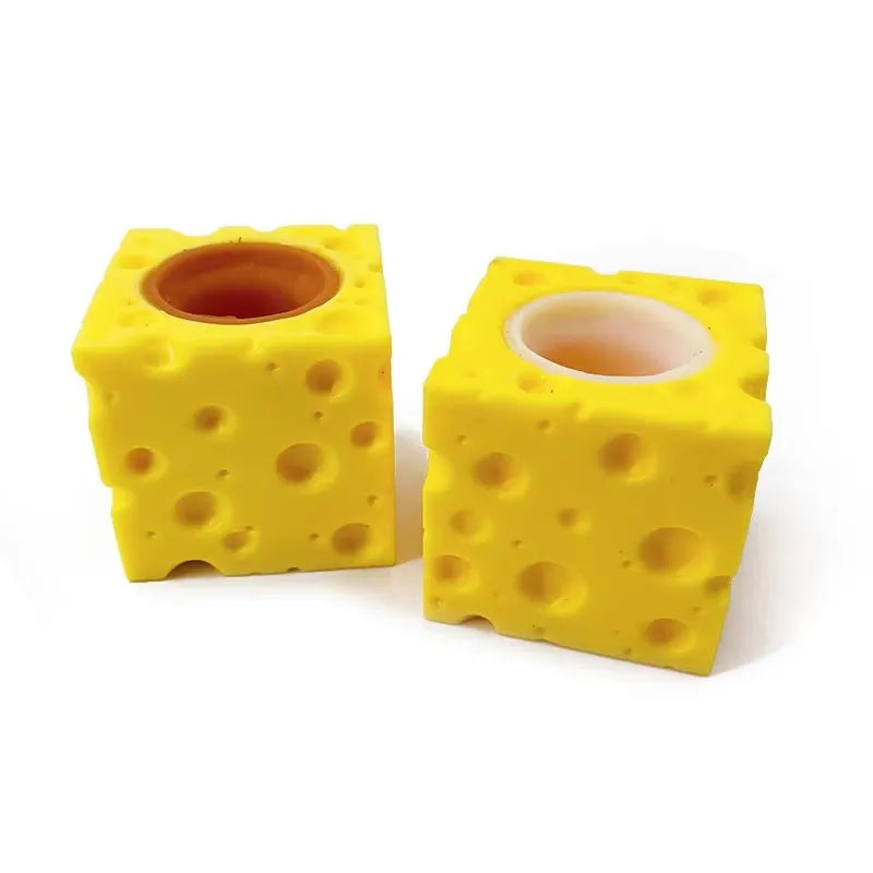Mouse & Cheese Squishy Stress Ball | Slow Rising Squeeze Fidget Toy for Kids & Adults