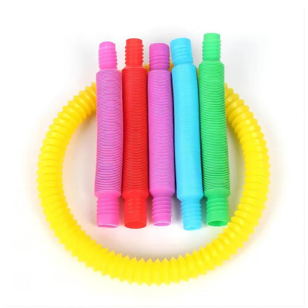 Rainbow Pop Tubes Fidget Toy Set | Stretch & Connect Sensory Tubes for Kids