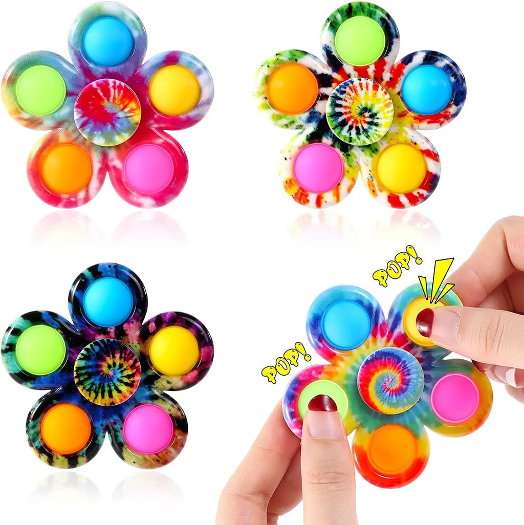 Tie-Dye Push Bubble Fidget Spinner | Sensory Pop Hand Spinner for ADHD & Anxiety