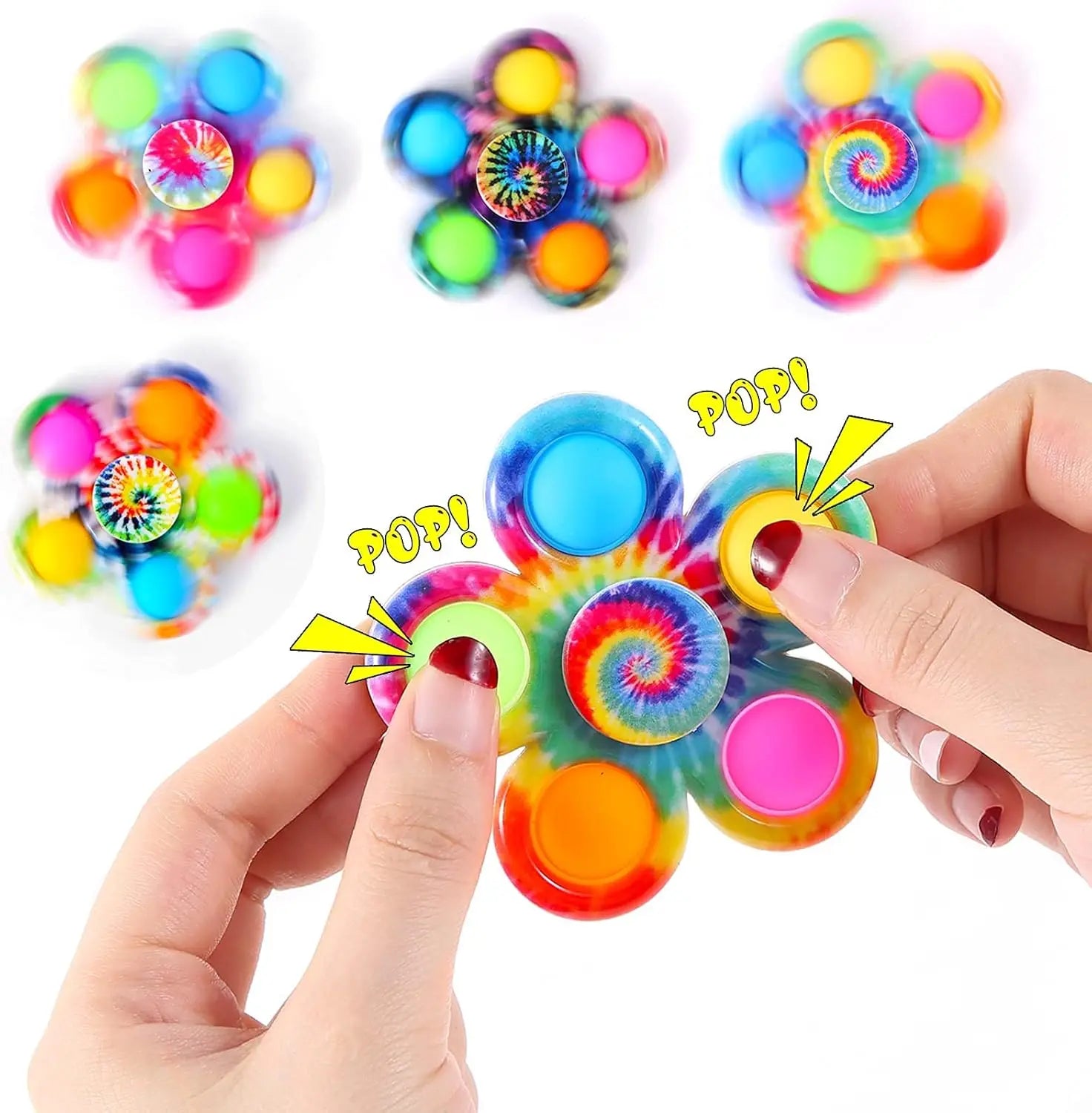 Tie-Dye Push Bubble Fidget Spinner | Sensory Pop Hand Spinner for ADHD & Anxiety