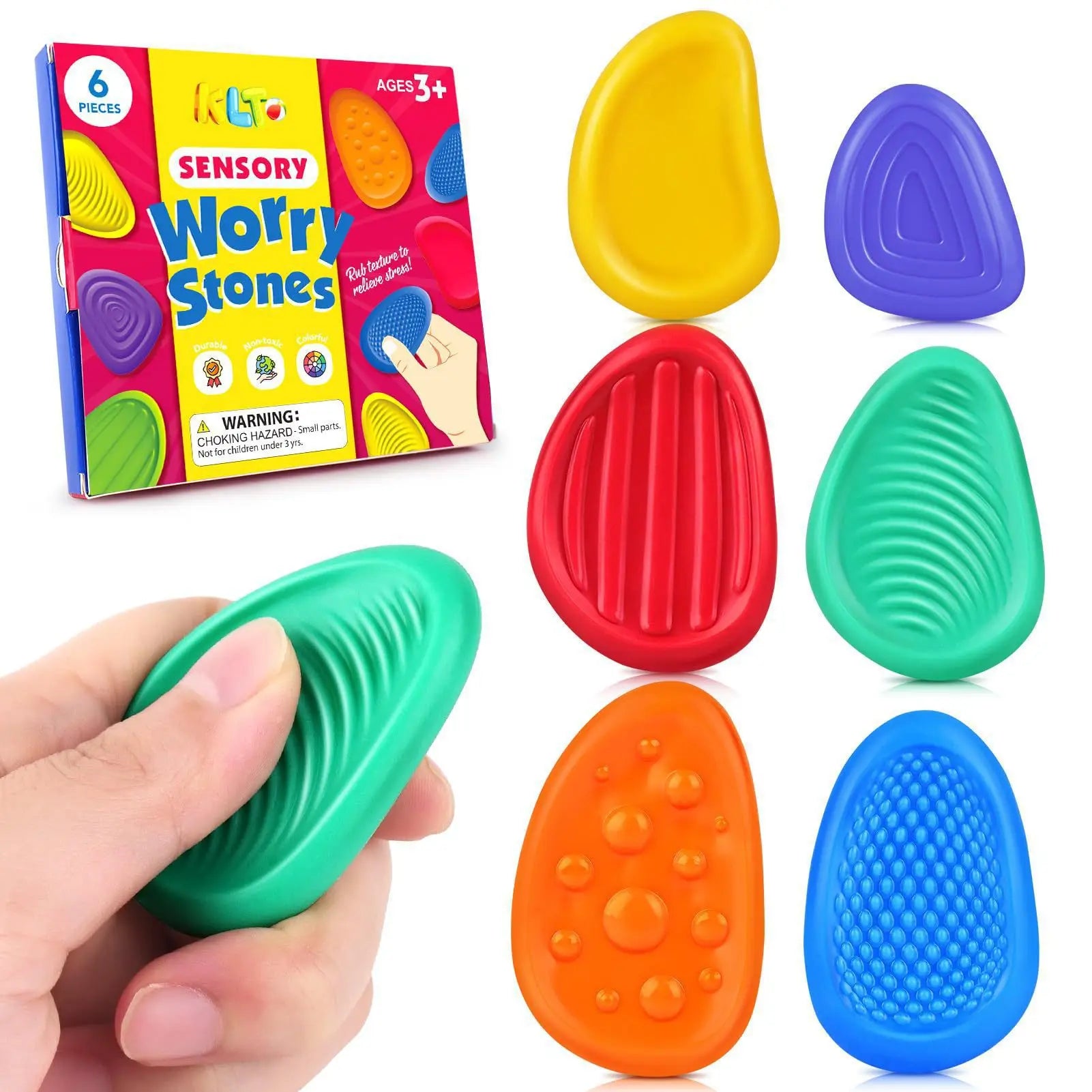 Silicone Sensory Stone Fidget Toys – 6 Pack