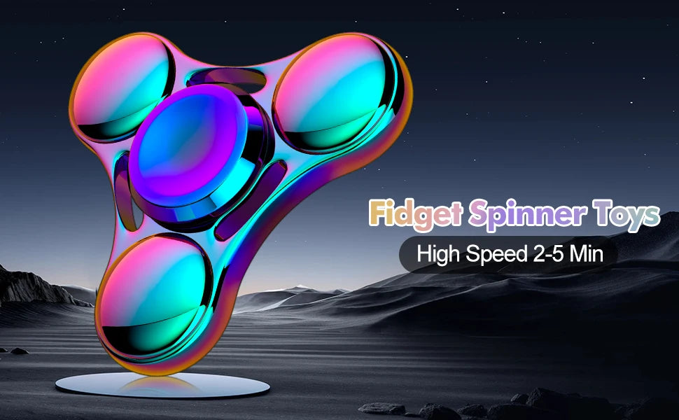 Metal UFO Fidget Spinner – Rainbow Alloy Finger Toy