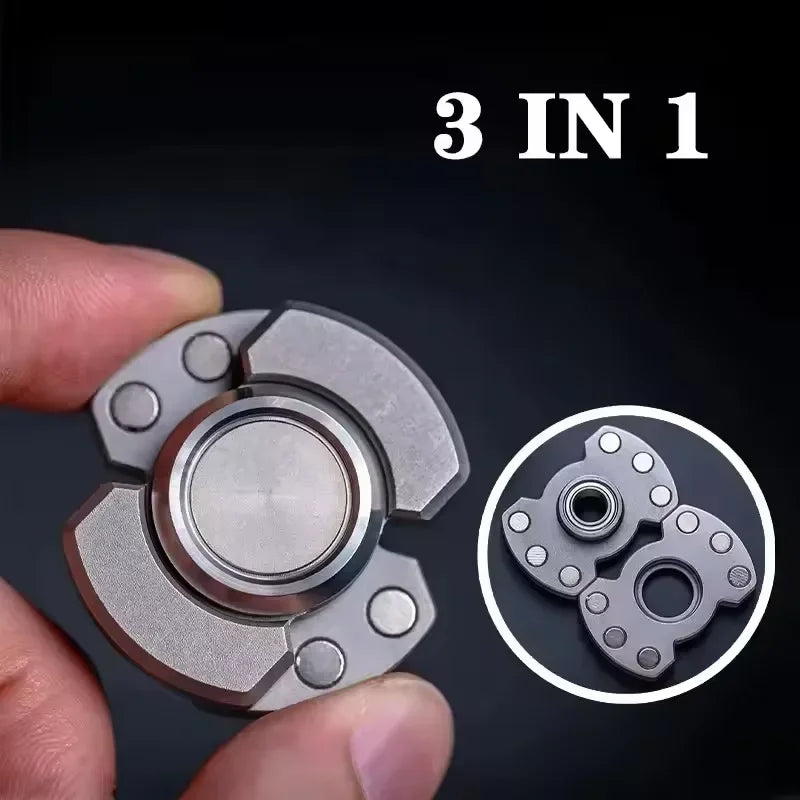 3-in-1 Metal EDC Fidget Toy | Spinner, Clicker & Magnetic Slider for Adults