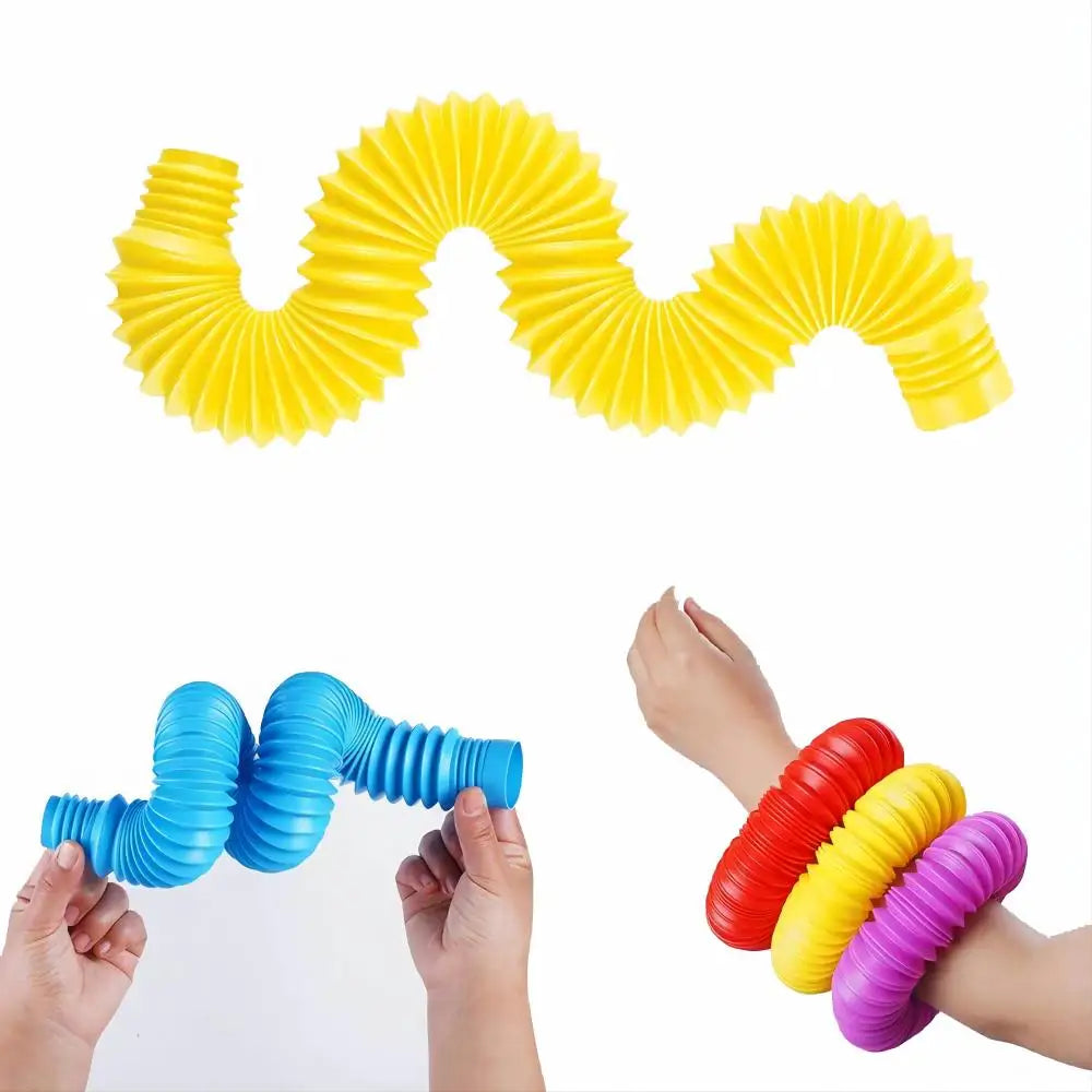 Rainbow Pop Tubes Fidget Toy Set | Stretch & Connect Sensory Tubes for Kids