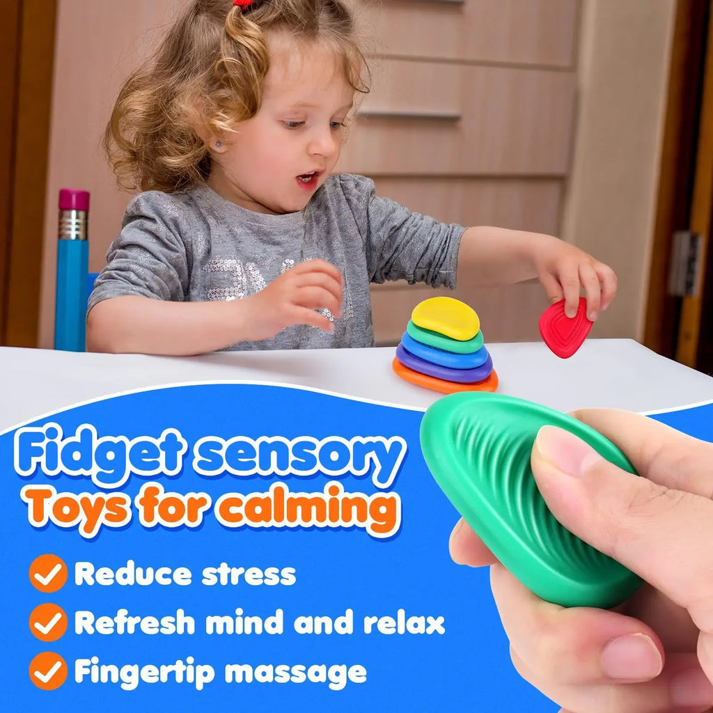 Silicone Sensory Stone Fidget Toys – 6 Pack
