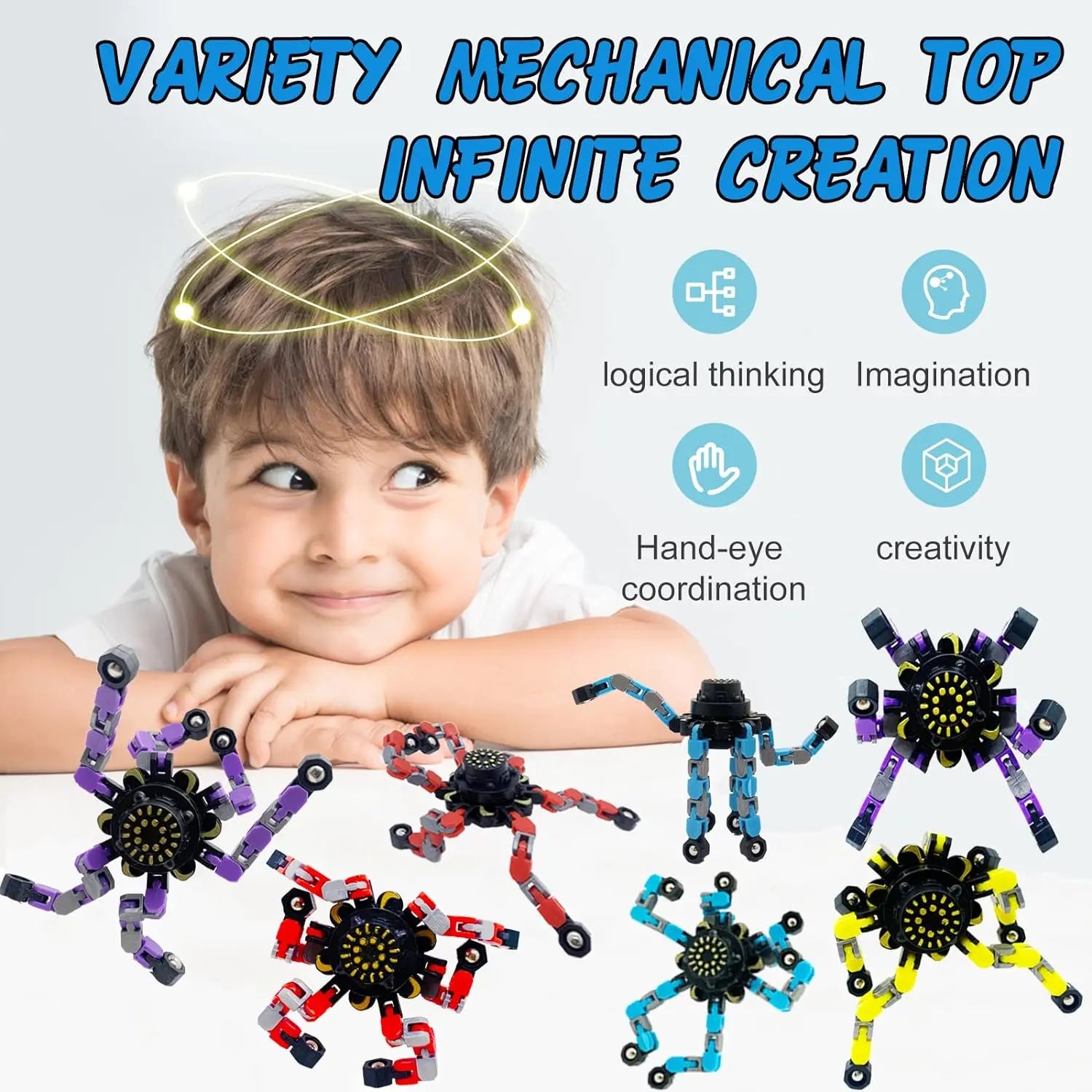 Transformable Chain Fidget Spinner | Sensory Fingertip Gyro for Kids & Adults