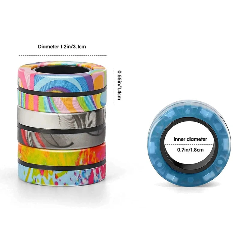 Magnetic Fidget Rings 3-Pack | Spinner Ring Stress Relief Toy for Adults & Kids