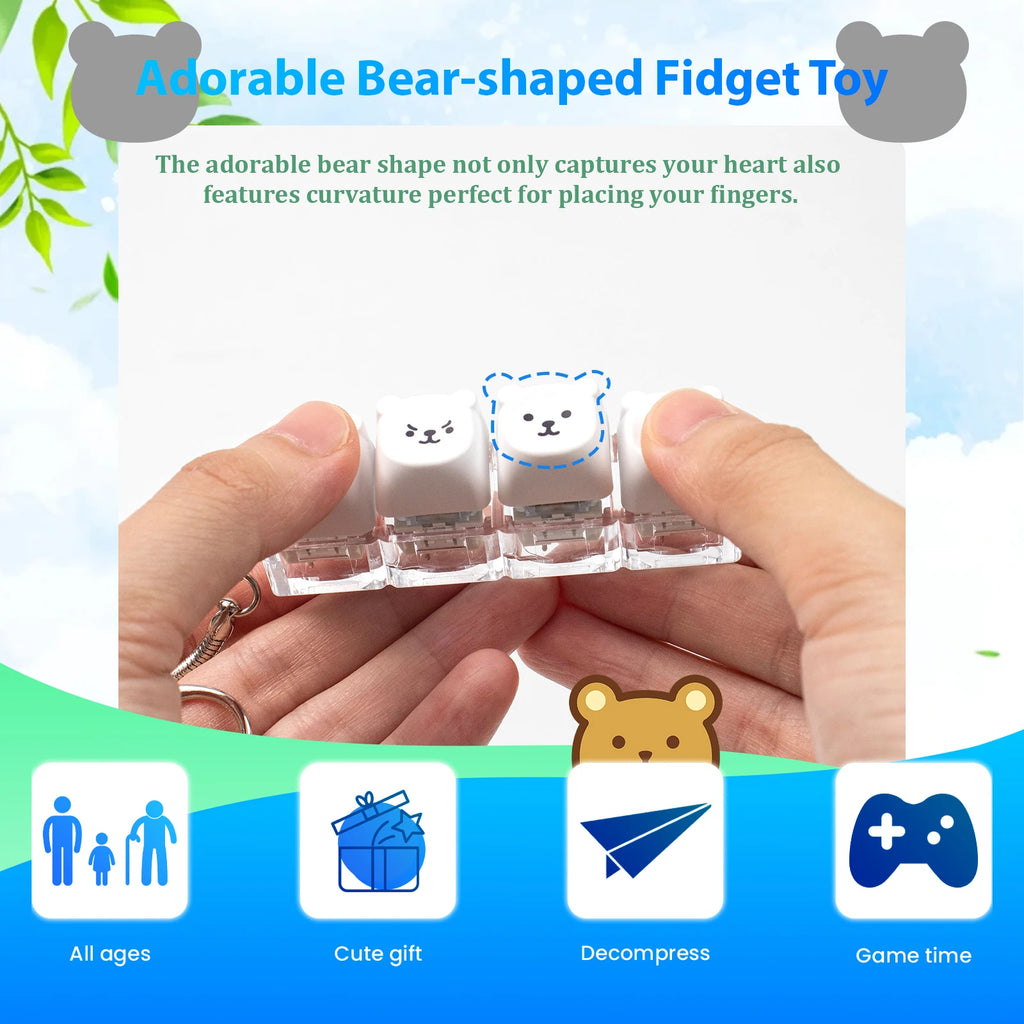 4-Key Keyboard Fidget Clicker Keychain